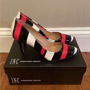 INC Women’s Black, White, Red Heels-size 8